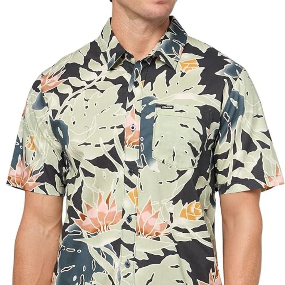 NWT Volcom Warbler Print Button Up Men's Shirt Size Small